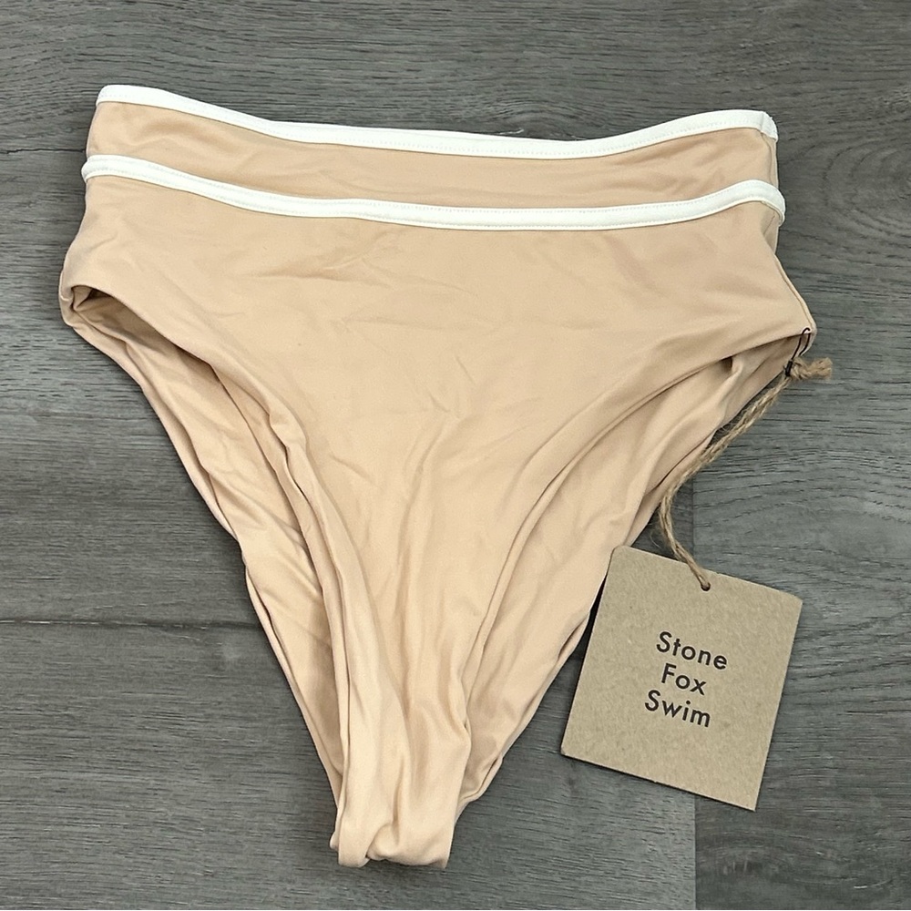 Nwt stone fox juniper swim bottoms frappe tan xs women’s‎ bikini